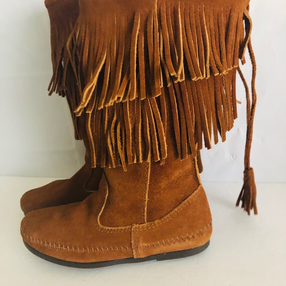 Minnetonka Moccasin Fringe Boots double layer